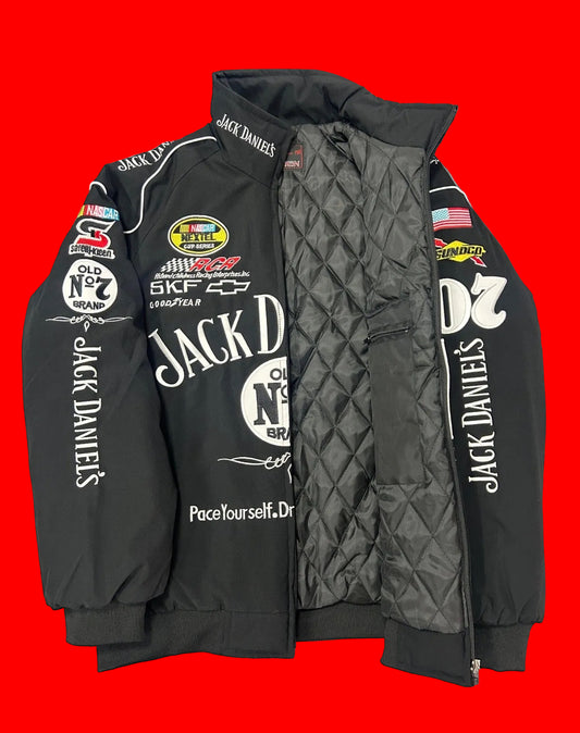 Vintage Jack Daniel's Old No. 7 NASCAR Racing Jacket - Black #07 RCR Sponsor Patches