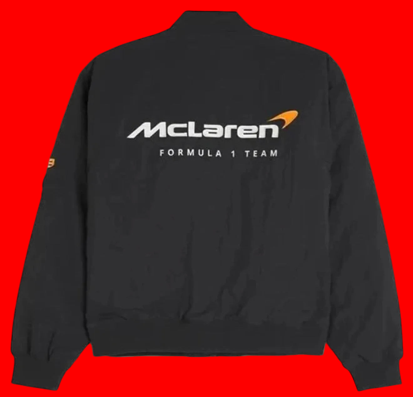 Vintage-Inspired McLaren F1 Racing
Bomber Jacket - Black Heritage Edition