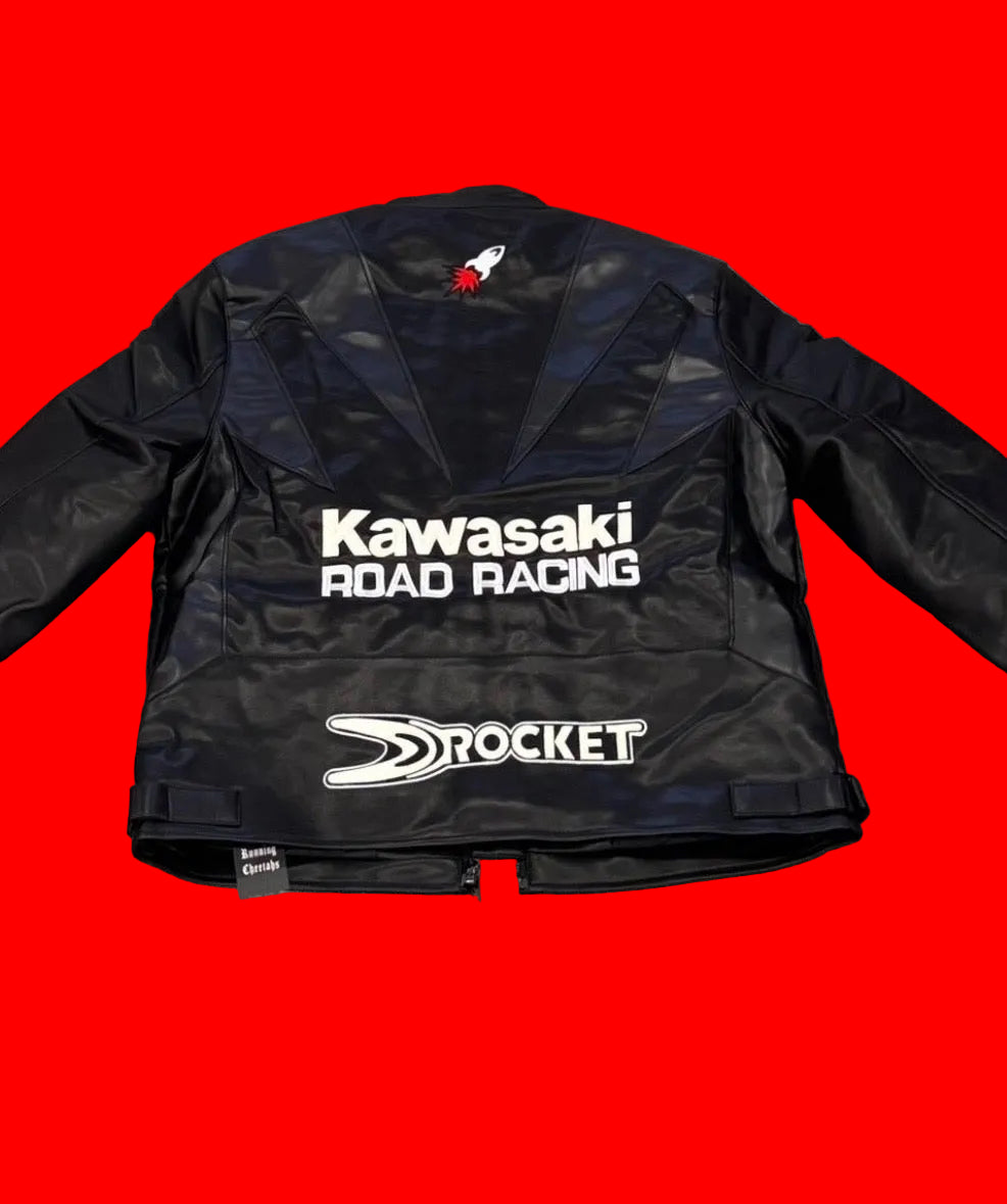 Kawasaki #1 Racing Leather Jacket -
Dunlop Rocket Inspired Black