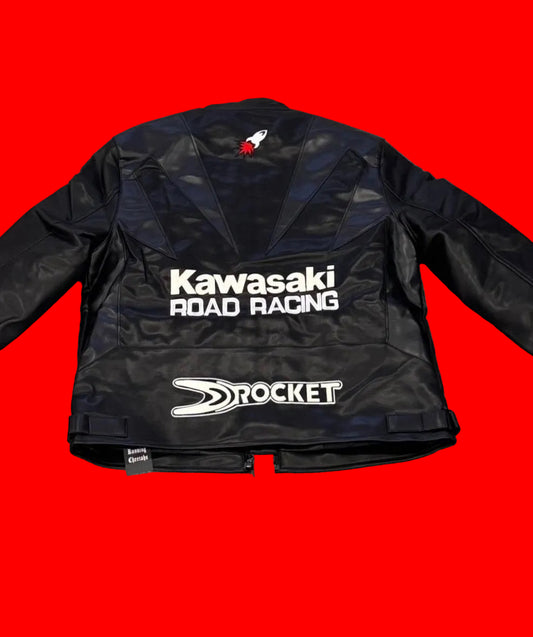 Kawasaki #1 Racing Leather Jacket -
Dunlop Rocket Inspired Black