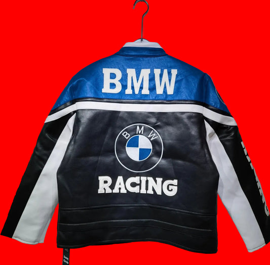 Vintage BMW Racing Leather Jacket - Goodyear Michelin Arai Patches - Blue
Black Motorsport Style