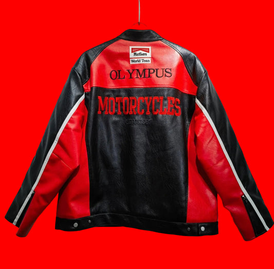 Vintage Ferrari Marlboro Leather Racing Jacket - Red/BlackShell Olive Green/BlackShell Yellow/BlackShell