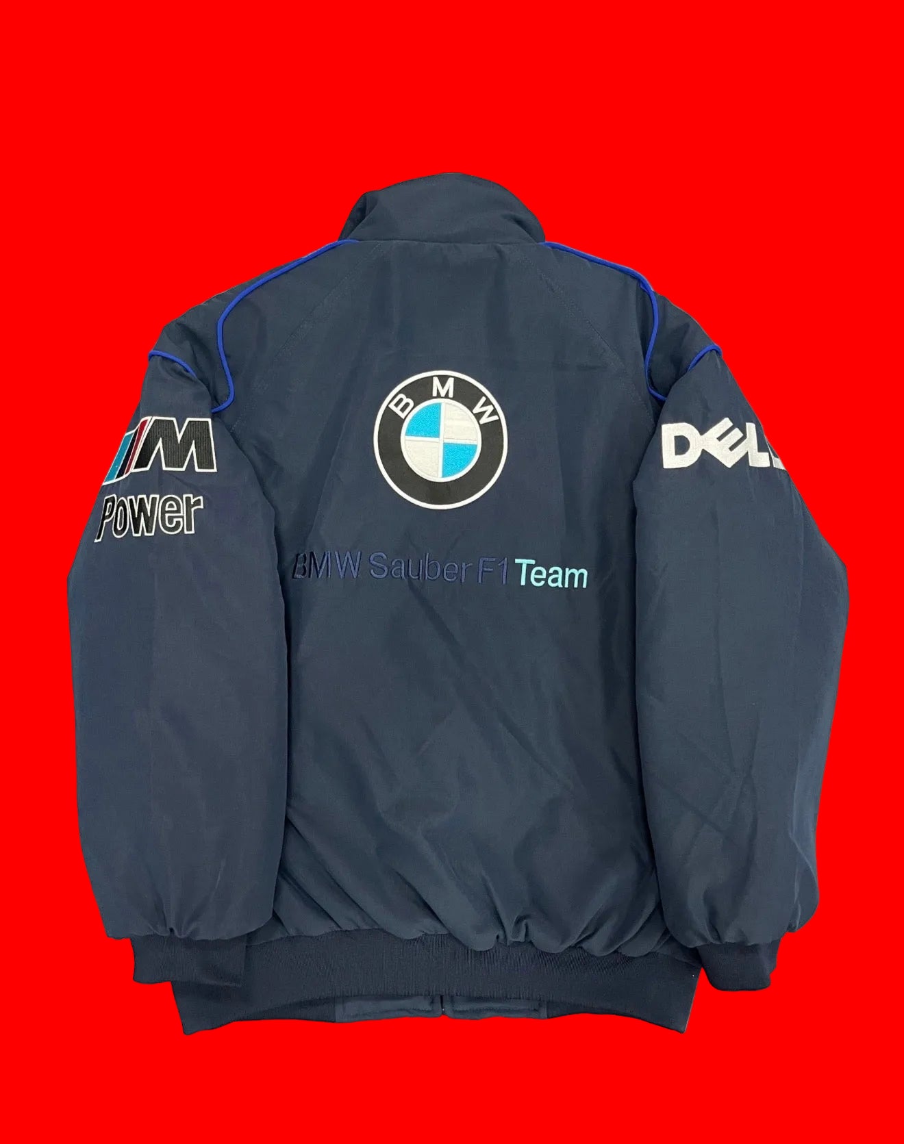 BMW Sauber F1 Petronas Racing Jacket Navv Blue & black Dell M Power Credit Suisse
