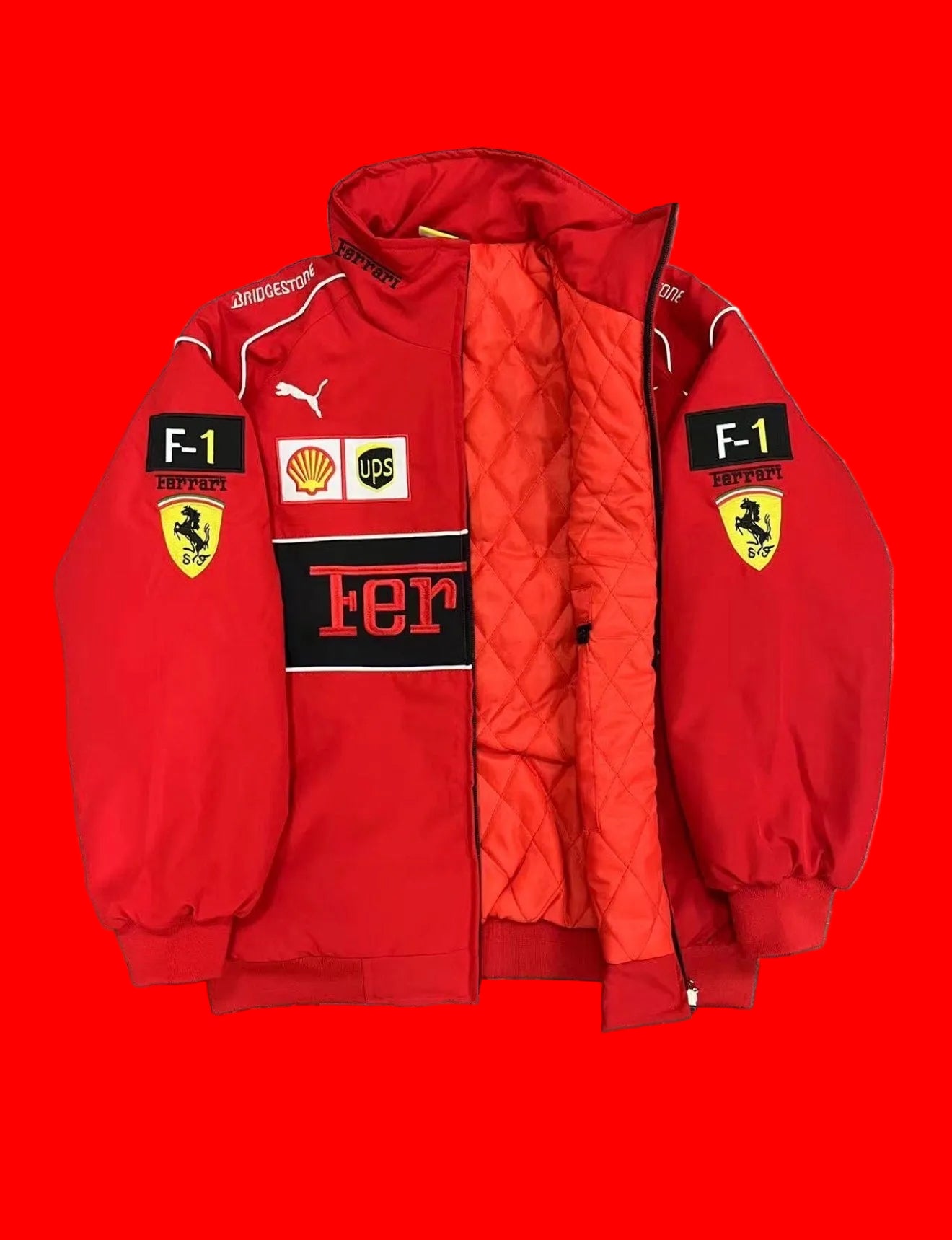 Scuderia Ferrari Puma F1 Team Racing Jacket Vintage Red - Bridgestone Shell
UPS Embroidered Motorsport