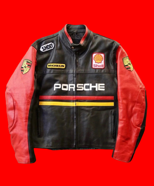 Porsche Black & Red Leather
Motorsport Jacket with Shell Michelin
Shoei Patches