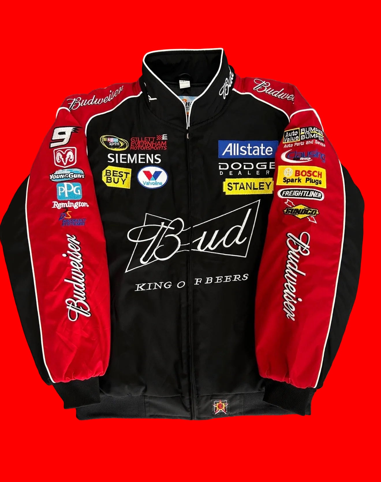 Budweiser Dodge NASCAR Racing
Jacket - Red Black Evernham
Motorsports Style with Full Sponsor
Patches
