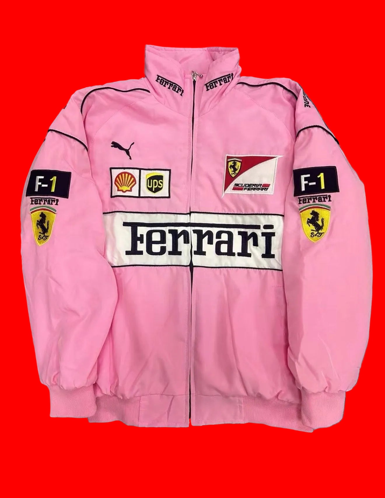 Pink inspired Scuderia Ferrari F1 Racing Jacket - Vintage Puma Style