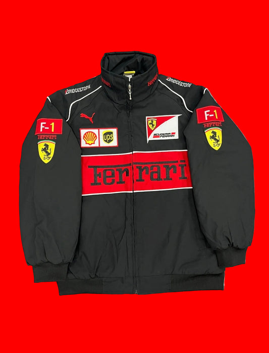 Vintage Scuderia Ferrari F1 Racing Jacket Puma Bridgestone Shell UPS Black Red Streetwear