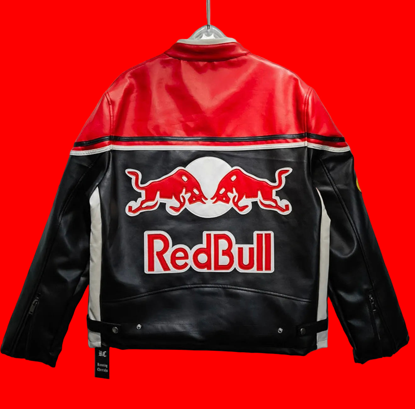 Vintage Red Bull Racing Leather
Motorcycle Jacket - Motul Michelin
Patches Red/Black MotoGP Style