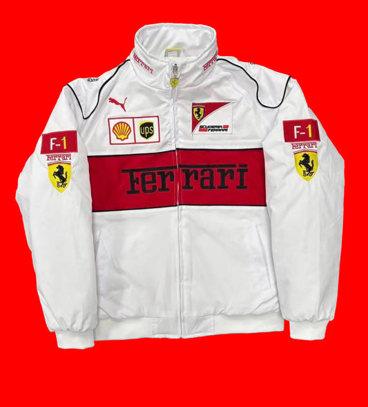 Vintage-Inspired Scuderia Ferrari F1 Jacket - Puma White/Red Racing
Bomber