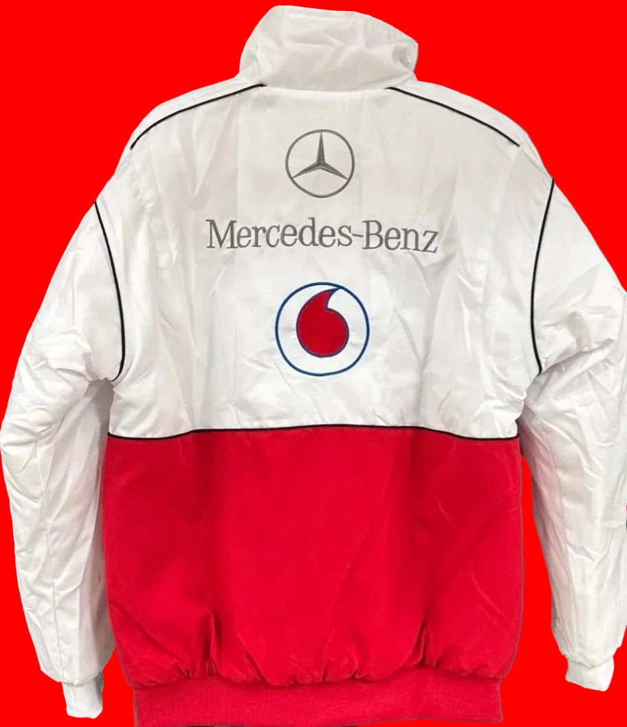 Vintage Vodafone McLaren Mercedes F1 Team Racing Jacket - White/Red - Johnnie Walker Mobil 1 Santander