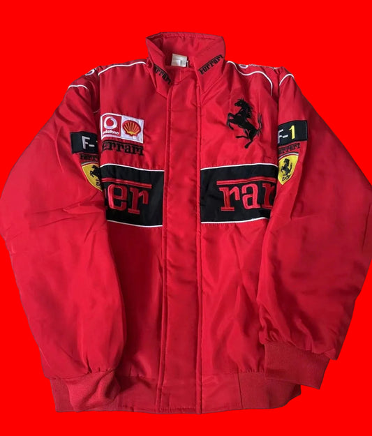 Vintage-Inspired Ferrari F1 Racing
Jacket - Red Vodafone Puma Era