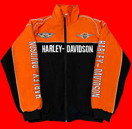 Vintage 2003 Harley-Davidson Orange & Black Full-Zip Track Jacket - 100th
Anniversary Edition
