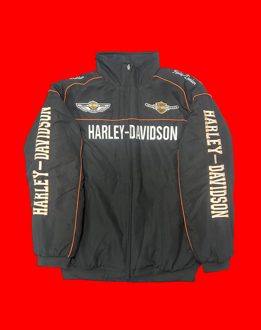 Vintage 2003 Harley-Davidson 100th Anniversary Racing Jacket - Black/ Orange Windbreaker