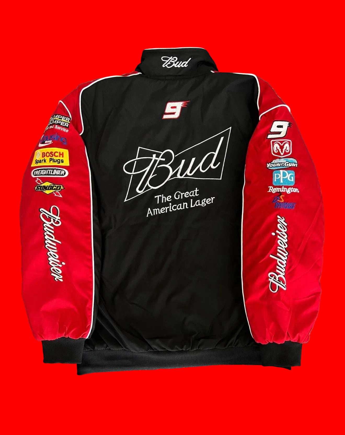 Budweiser Dodge NASCAR Racing
Jacket - Red Black Evernham
Motorsports Style with Full Sponsor
Patches