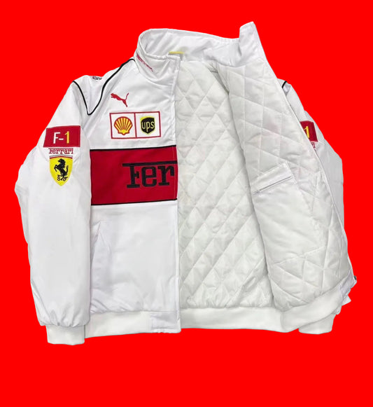 Vintage-Inspired Scuderia Ferrari F1 Jacket - Puma White/Red Racing
Bomber