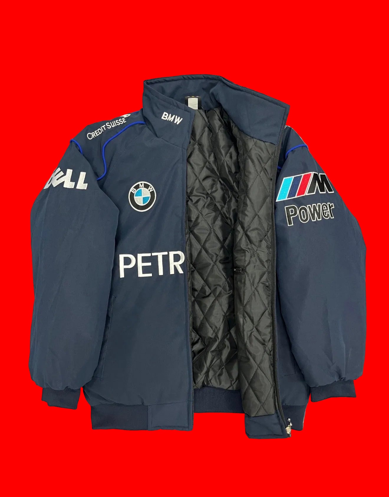 BMW Sauber F1 Petronas Racing Jacket Navv Blue & black Dell M Power Credit Suisse