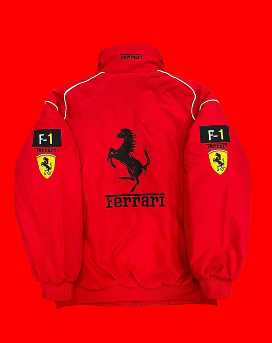 Vintage-Inspired Ferrari F1 Racing
Jacket - Red Vodafone Puma Team
Bomber