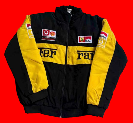 Vintage Ferrari F1 Marlboro Vodafone Racing Jacket - Black & Yellow Shell Bridgestone Team Bomber