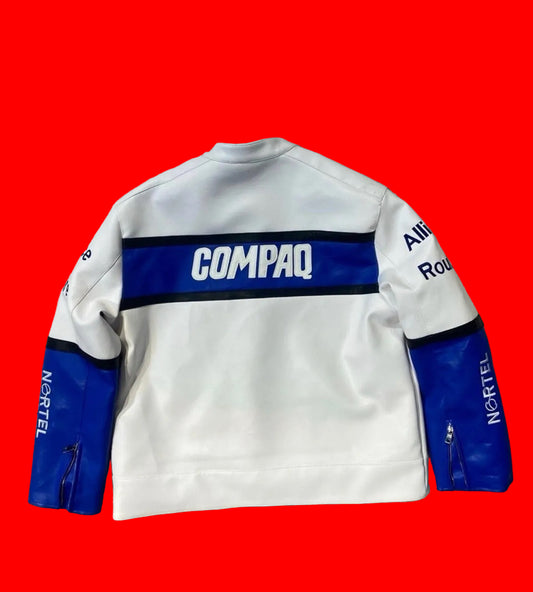 Vintage BMW Compaq Racing Leather Jacket - White Blue Black F1 Motorsport
Biker Coat