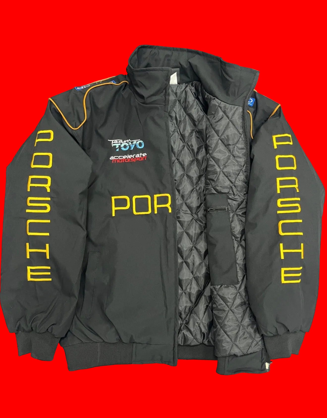 Porsche Racing Jacket - Black Yellow Minimum TOYO Sparco Team Style