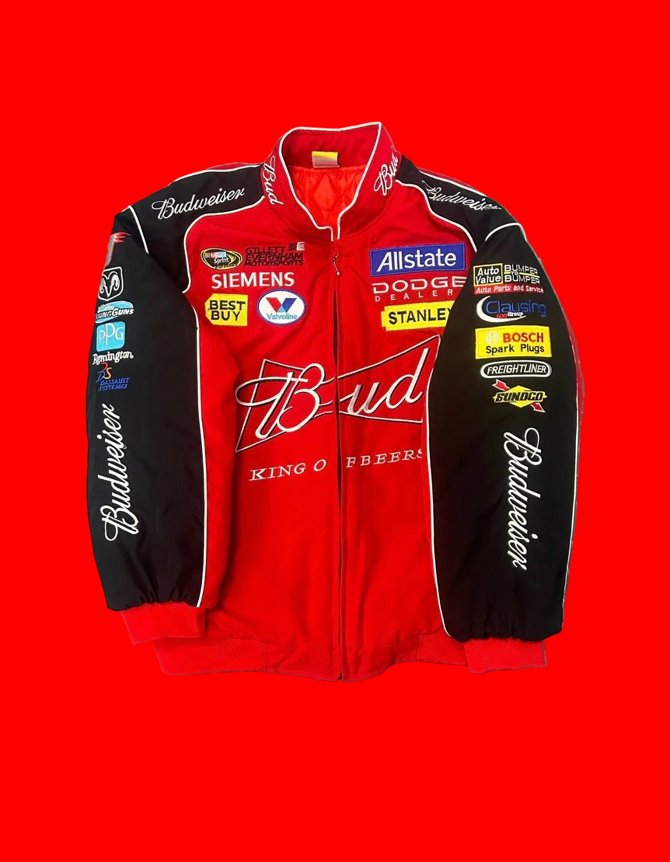 Budweiser Dodge NASCAR Racing
Jacket - Red Black Evernham
Motorsports Style with Full Sponsor
Patches