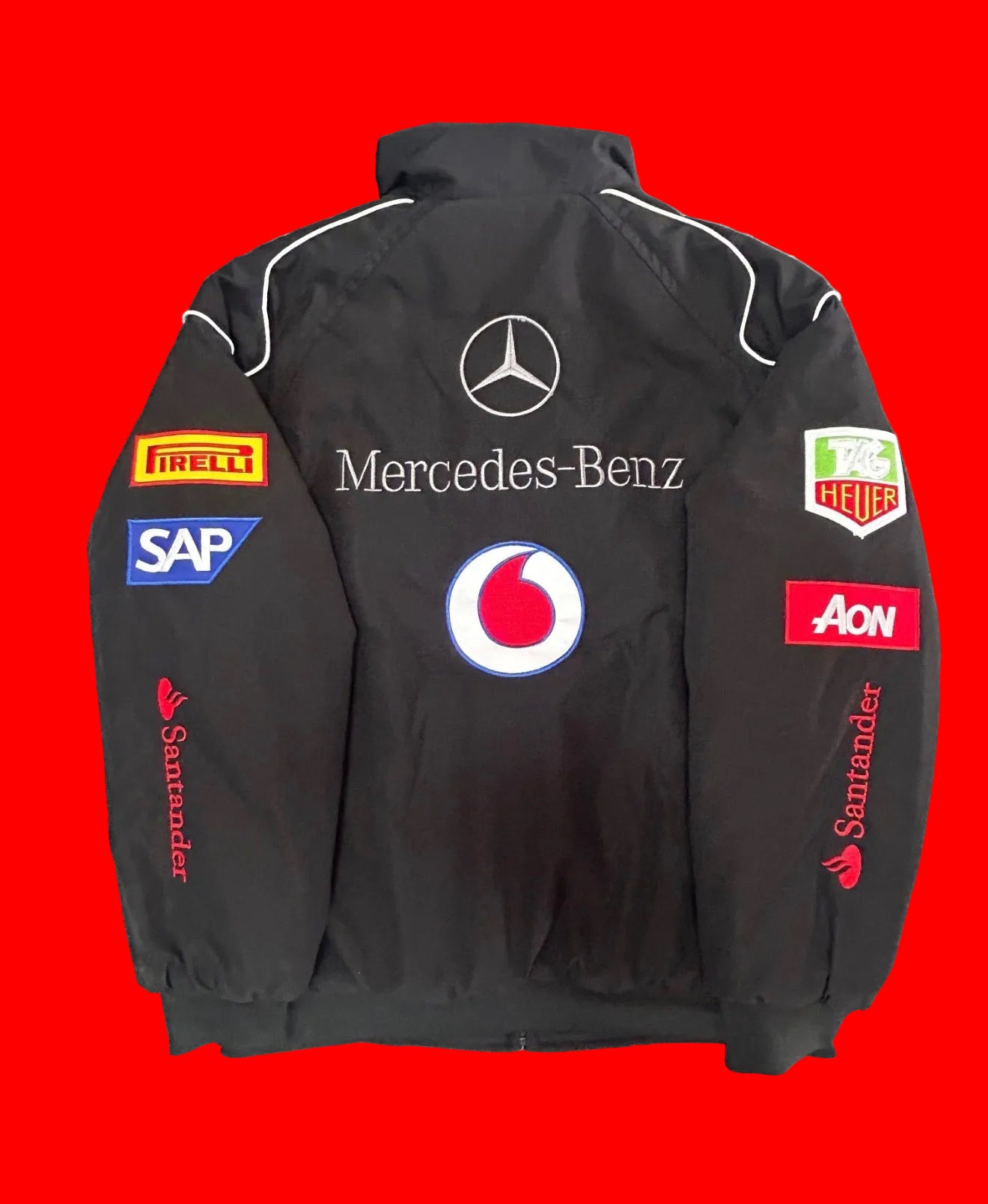 Vodafone McLaren Mercedes F1 Team
Jacket - Black Santander Racing Bomber with Full Sponsor Patches