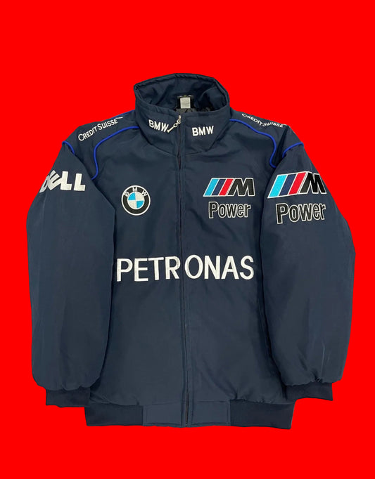 BMW Sauber F1 Petronas Racing Jacket Navv Blue & black Dell M Power Credit Suisse