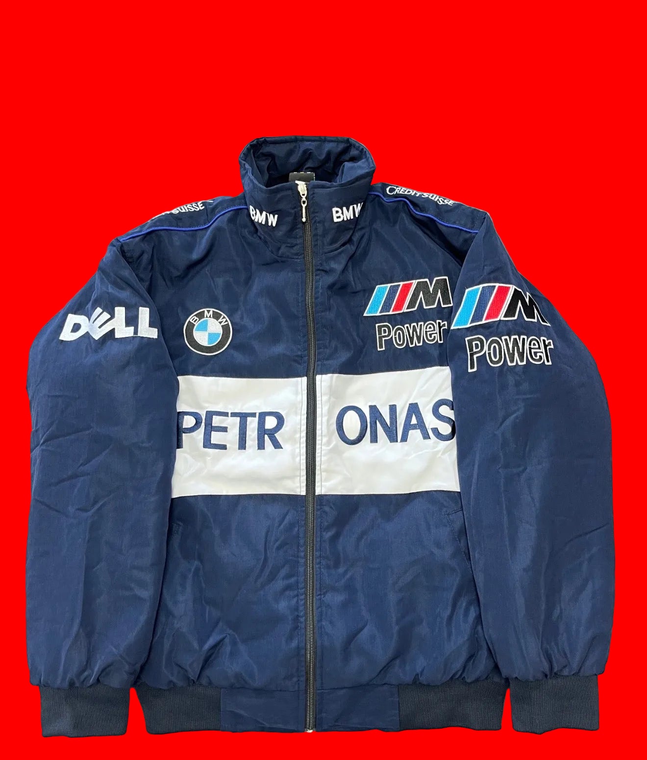 Navy BMW F1 Racing Jacket | Petronas M Power Dell Credit Suisse Team Style