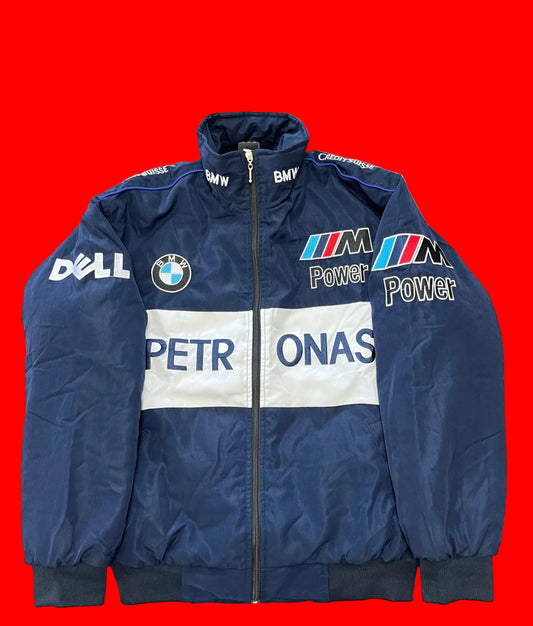 Navy BMW F1 Racing Jacket | Petronas M Power Dell Credit Suisse Team Style