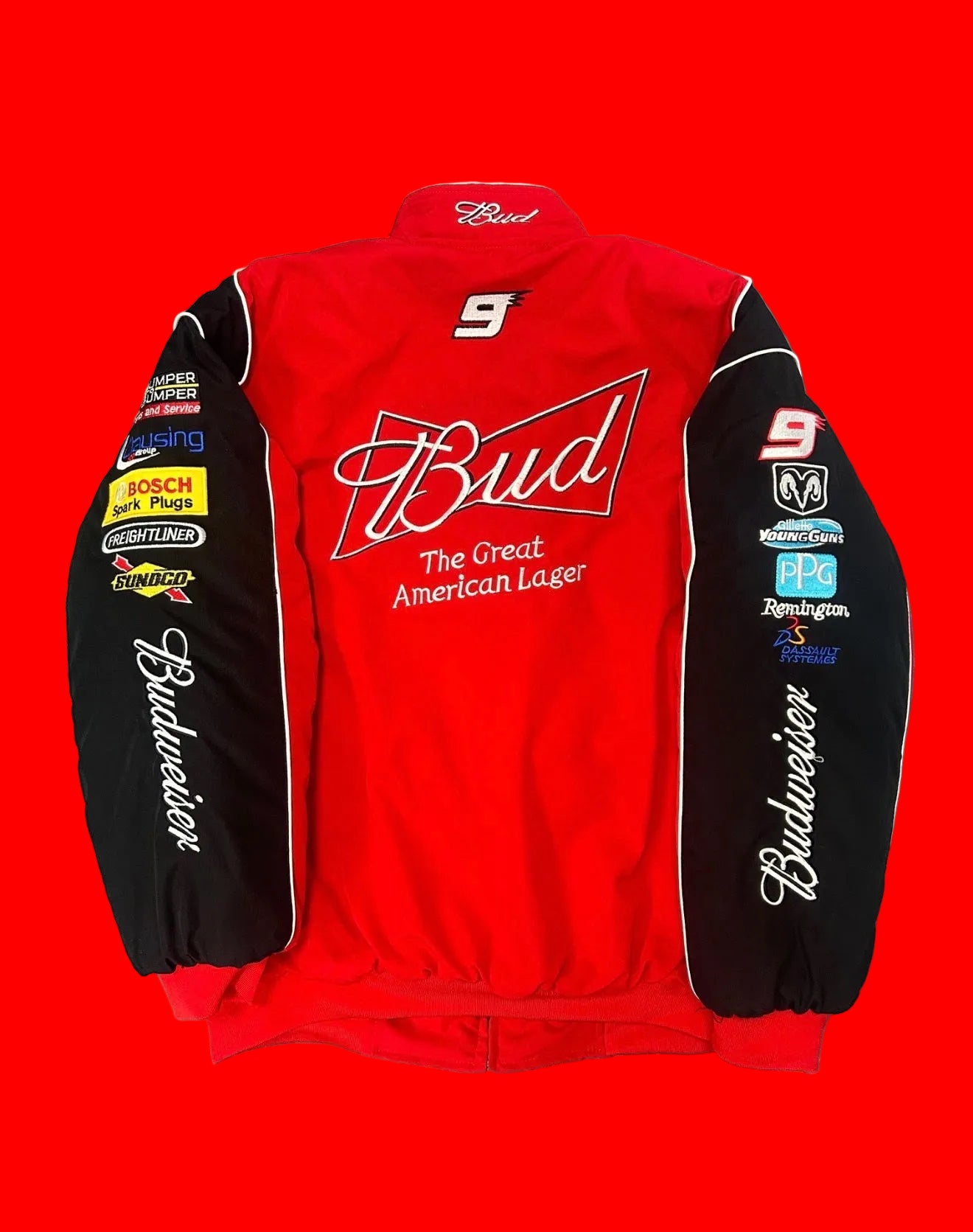Budweiser Dodge NASCAR Racing
Jacket - Red Black Evernham
Motorsports Style with Full Sponsor
Patches